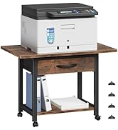 YAOHUOO 22"x15" Large Printer Stand with Storage Drawer, 2-Tier Under Desk Printer Table for Home...