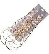 12 Pairs Golden Stud Earrings, Gold/Silver Plated Rock Punk Club Circle Hoop Earring Set Christma...