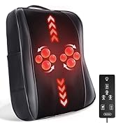 Boriwat Back Massager with Heat, Shiatsu 4D Kneading Rolling Up and Down Back Massage for Pain Re...
