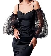 YAEISM Black White Long Wedding Gloves Lace Sheer Puffy Sleeves Fingerless Ruffled Tulle Gloves D...
