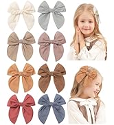Doboi 8PCS Baby Girls Hair Clips Fable Hair Bows Cotton Linen Bows for Girls Hair Accessories for...
