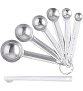 7 Piece Measuring Spoons Cups Set, Stainless Steel Stackable Teaspoons, Small Tablespoon with Etc...