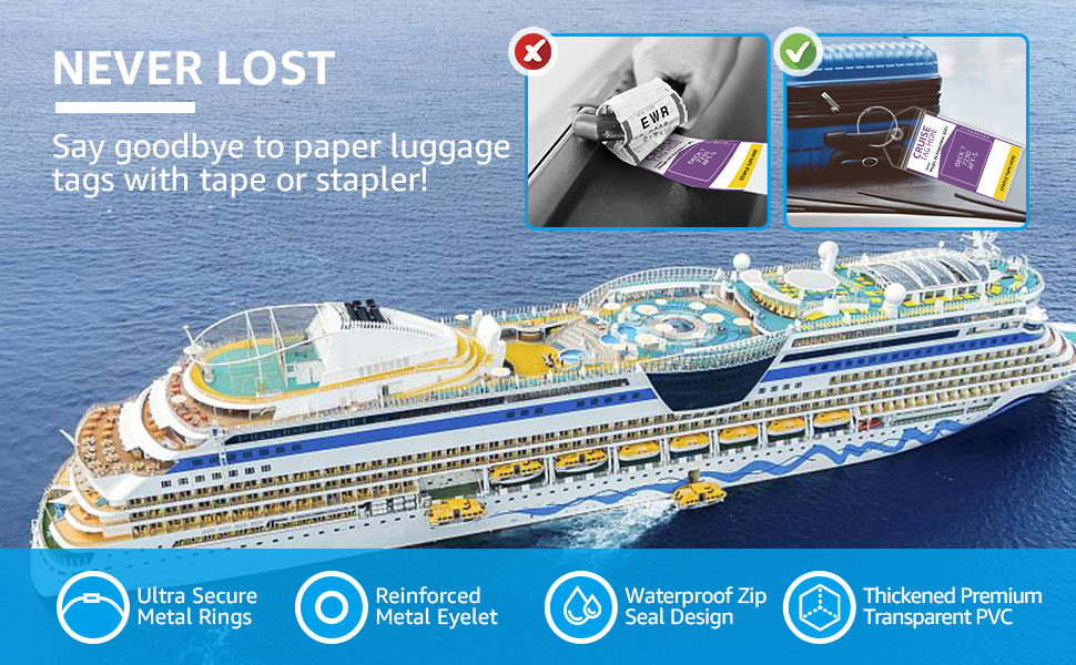 Clear luggage tags for cruise ships