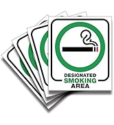 Designated Smoking Area Sticker Sign – 4 Pack 6x7 In – Premium Self-Adhesive Vinyl, Laminated for...