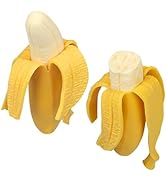 Anboor 2 Pcs Banana Squishies Stress Ball, Fruit Sensory Balls for Kids and Adults, Simulation Ba...