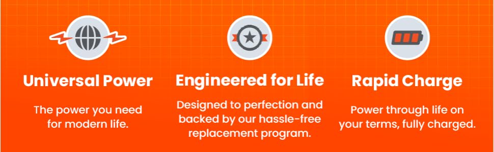 Universal Power, Engineered for Life, Rapid Charge