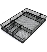 EsOfficce Desk Drawer Organizer Tray with Adjustable Compartments, 6 Grid Metal Mesh Drawer, Mult...