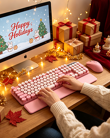 Pink Wireless Keyboard and Mouse Combo