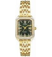 Avaner Women's Gold Square Watches: Ladies Rhinestones Elegant Stainless Steel Adjustable Band An...