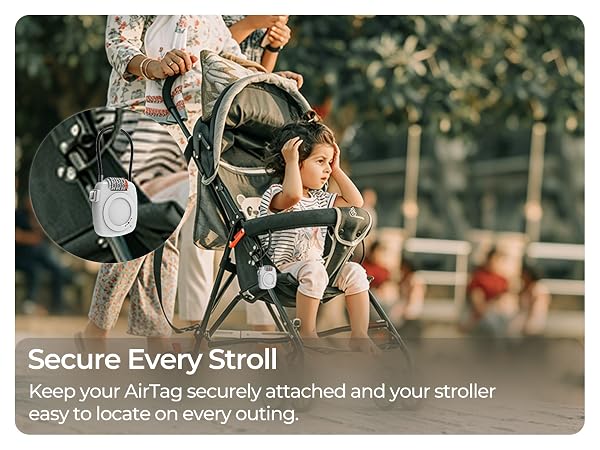 Secure AirTag holder for strollers keeps tracker fixed for easy locating in parks, malls,and travel