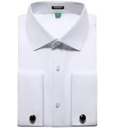 JEMITOP Mens French Cuff Dress Shirt Regular Fit | Tuxedo Shirt with Cufflinks, Wrinkle Free, Sub...