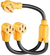 MECMO 50 Amp Y Splitter for RV/EV Charging, ETL Listed, NEMA 14-50P to 2X 14-50R Adapter, 4 Prong...