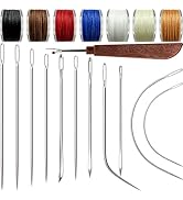 VONEEDL Heavy Duty Sewing Needles (11 PCS) & Waxed Thread (7 Colors) - Upholstery Repair Kit for ...