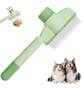 Pet Hair Removal Comb Flea Comb, New Cat Brush with Release Button Pet Hair Grooming Brush Suppli...
