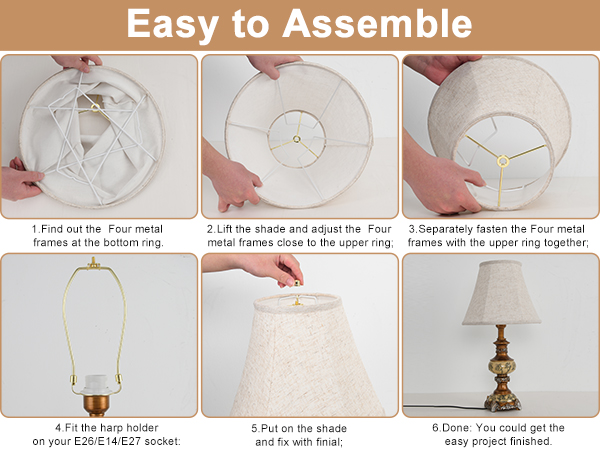 Lamp Shade Set with 2 Lamp Harps – 2-Pack