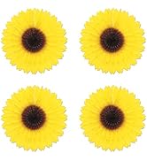 Beistle , 4 Piece Sunflower Fans, 18'', Yellow/Brown