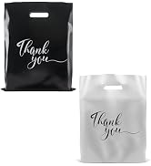 Rainbows & Lilies 100 Thank You Merchandise Bags - 2-Set Bundle – 12” x 15” Plastic Bags with Han...