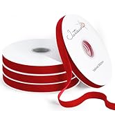Jutieuo 40 Yards Red Chrismas Velvet Ribbon 3/8 Inch for Gift Wrapping, Christmas Tree Bows Door ...