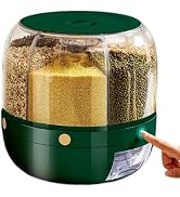 KeruRome Rotating Dry Storage 6 Grid Cereal Storage Container Dispenser Countertop, 13.2lbs Grain...