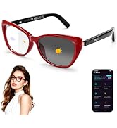 AI Smart Glasses for Women Men, Bluetooth Glasses, Butterfly Frame Red | AI Assistant with Free A...