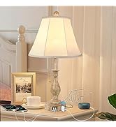 Farmhouse Table Lamp Touch Control 3-Way Dimmable, Modern Nightstand Lamp with 2 USB Port Bedside...