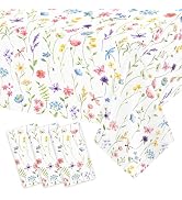 Homanu 3 Pack Wildflower Party Decorations Tablecloths, Large Size 54 X 108 Inch Floral Tableclot...