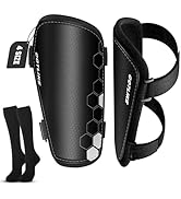 Soccer Shin Guards for Kids Youth Toddler, Shin Defender Shin Guards and Long Soccer Socks for Ad...
