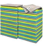 FIXSMITH Microfiber Cleaning Cloth - Pack of 50, Multi-Functional Cleaning Towels, Size: 12 x 16 ...