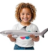 Realistic Giant Blacktip Reef Shark Toy(15-16 Inch)with Booklet, Soft Plastic Shark Figure, Party...