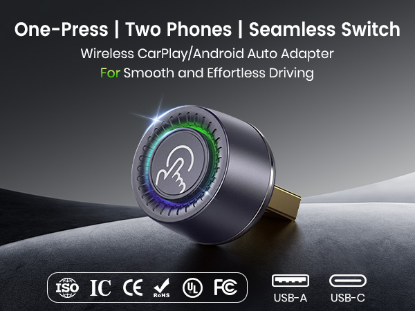 Bluetooth CarPlay adapter supports USB-A and USB-C use for smoother vehicle setup.
