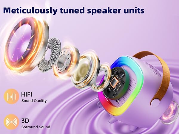 Mini Karaoke Machine Speaker for Kids Adults,Portable Bluetooth with 2 Wireless Microphones