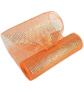 MEEDEE Orange Deco Mesh 10 Inch Deluxe Wide Foil Fall Deco Mesh Metallic Mesh Fabric Halloween Me...