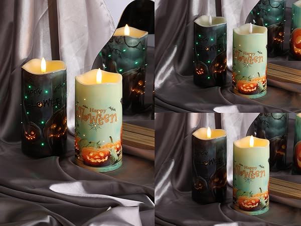 Pumpkin Fiber Optic Flameless Pillar Candles 04