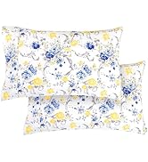 Elegant Comfort Ultra Soft Set of 2 Floral Print Pillowcases - 1500 Premium Hotel Quality Microfi...