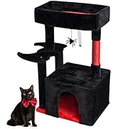 SYANDLVY Gothic Cat Tree with Coffin Bed for Indoor Cats, Activity Tower with Scratching Post, Mo...