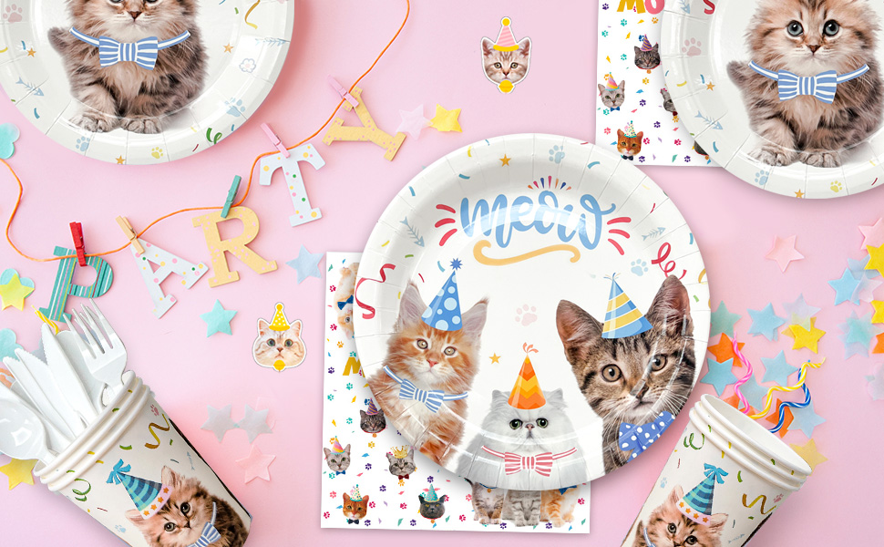 cat themed birthday party supplies