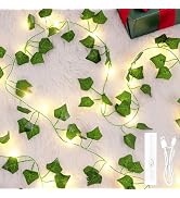 Lakumu Rechargeable Vines with Fairy Lights Battery Operated, 33FT 100 LED Ivy String Lights with...