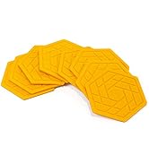 Shinemade Drink Coasters, Set of 8 - Easy Coasting Extra Thick Premium Silicone Barware (Yellow M...