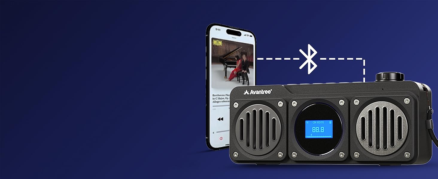 Avantree Boombyte playing bluetooth audio from cell phone.