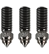 3D Printer Nozzle 0.4/0.6/0.8MM, 3PCS Clone Hardened Nozzles Compatible with Volcano E3D V6 3D Pr...