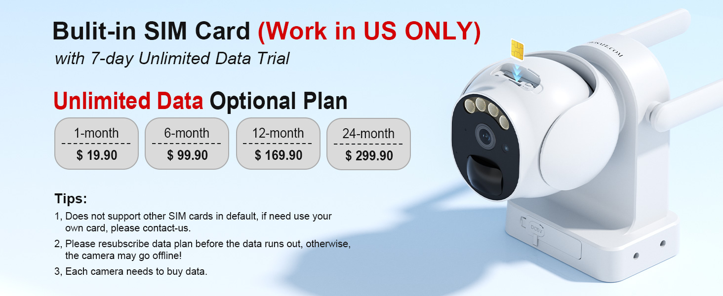 Need to subscribe optional data plan for the lte security camera
