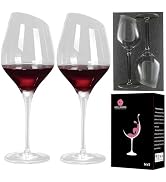 Wine Glasses Set of 2-Premium Crystal Red Wine Glasses Hand Blown-15 oz,Long Stem,Thin Rim,Perfec...