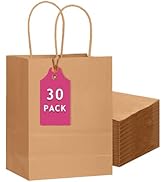 qiqee 30-Packs Brown Gift Bags with Handles Bulk 13''x5 x10 Large Size Kraft Paper Bags Multiple ...