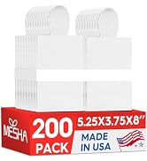 MESHA Kraft Gift Bags 200 Pack 5.25x3.75x8 Inch Small White Paper Bags with Handles Bulk for Smal...