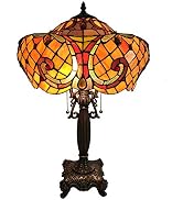 Bieye L10783 Baroque Tiffany Style Stained Glass Table Lamp with 16-inch Wide Lampshade, 24-inch ...