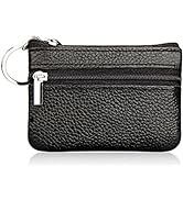 Keychain Purse Small, iToolai Women's Genuine Leather Zipper Mini Coin Bag Credit Card Holder (Bl...