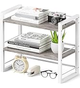 ART-GIFTREE Office Desk Shelf Organizer, Wood Desktop Bookshelf Supplies Storage Rack, Shelf for ...