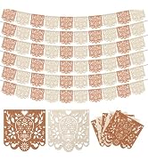 Antenda Dia De Los Muertos Decorations 10 Pcs Felt White Brown Papel Picado 100 Feet Mexican Part...