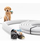 10ft Wire Loom, 1/2in Cable Sleeve Cord Protectors from Pets no Chew, White | WUITAOUY Split Cabl...