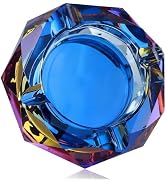 Coomin 5.9in Large Crystal Glass Ash Tray, Sparkly Cigarettes Cigar Ashtray, Ashtrays for Smokers...